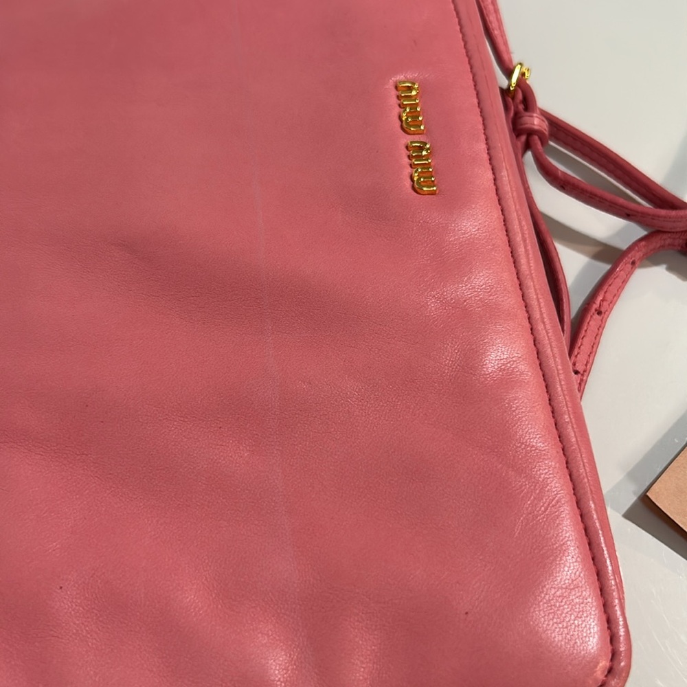 Miu Miu Pink Lambskin Leather Crossbody Bag with Gold Hardware - Picture 14 of 16